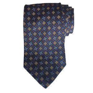 Valentino Cravatte 4" Navy Blue Patterned 100% Silk Men's Neck Tie